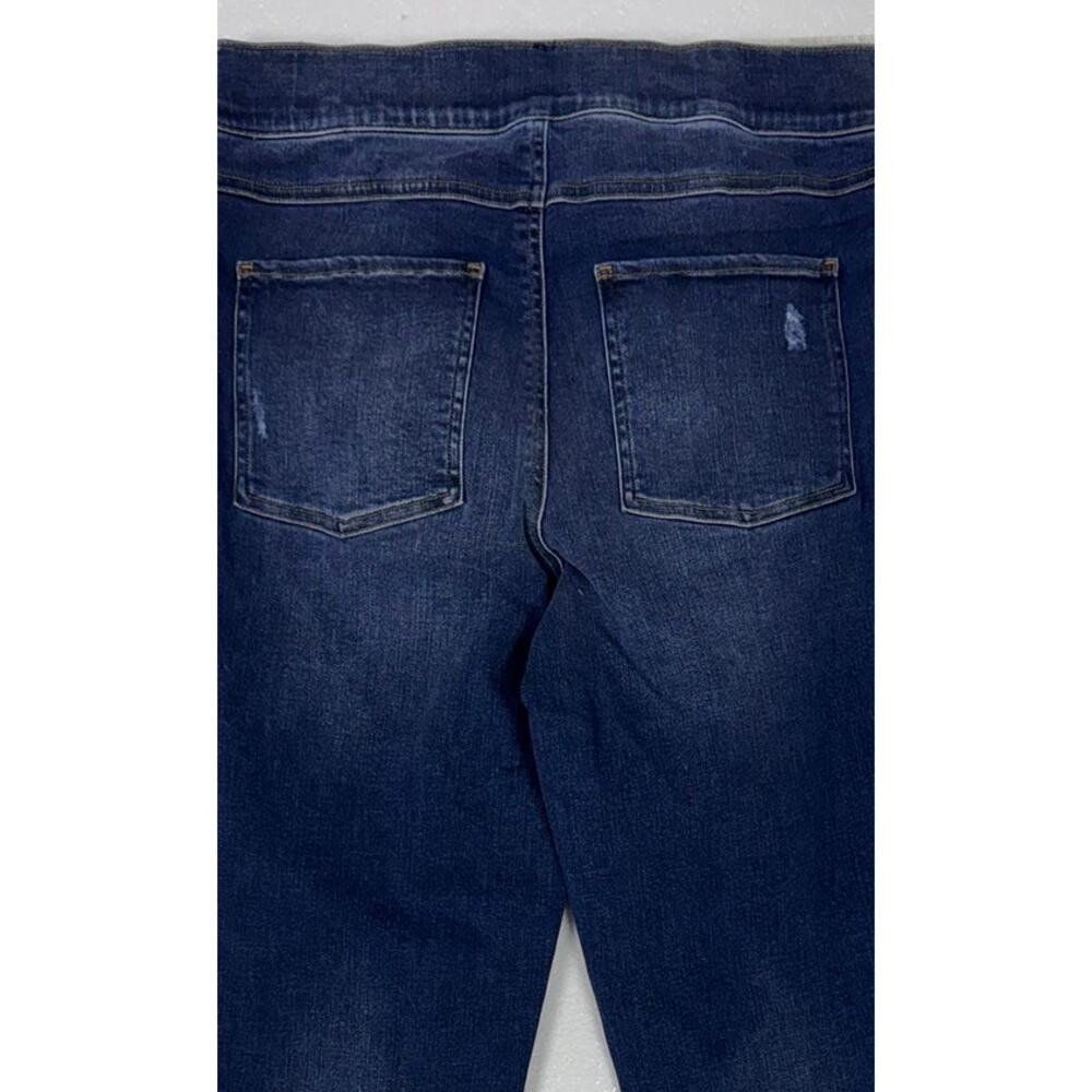 SPANX NEW NWT Large Blue Denim Medium Wash Distressed Skinny Jeans Raw Hem - Picture 13 of 16